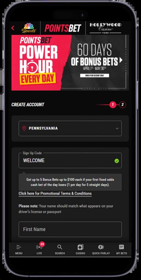 pointsbet sportsbook registration